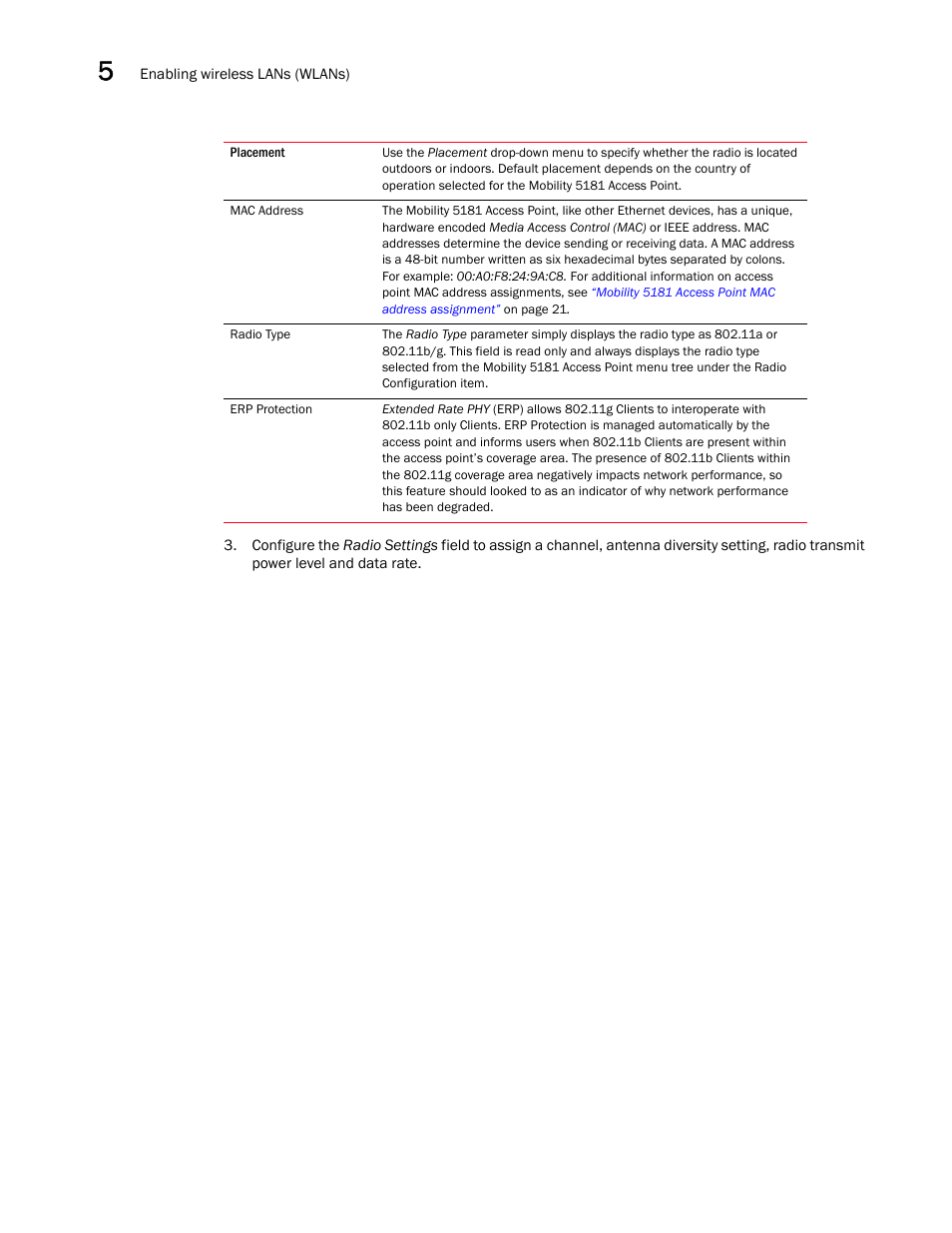 Brocade Mobility 5181 Access Point Product Reference Guide (Supporting software release 4.4.0.0) User Manual | Page 136 / 428