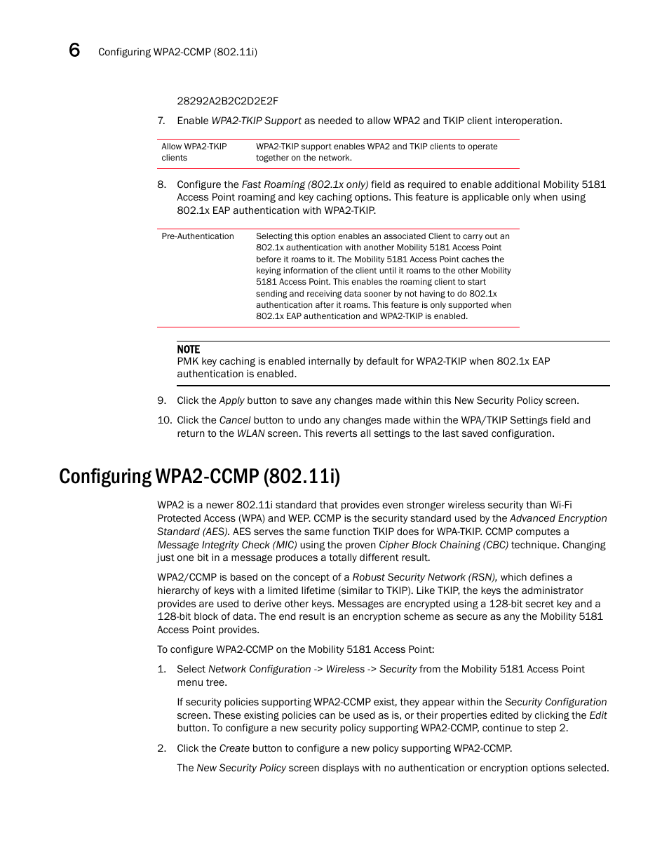 Configuring wpa2-ccmp (802.11i), Configuring wpa2-ccmp, 11i) | Brocade Mobility 5181 Access Point Product Reference Guide (Supporting software release 4.4.0.0) User Manual | Page 158 / 428