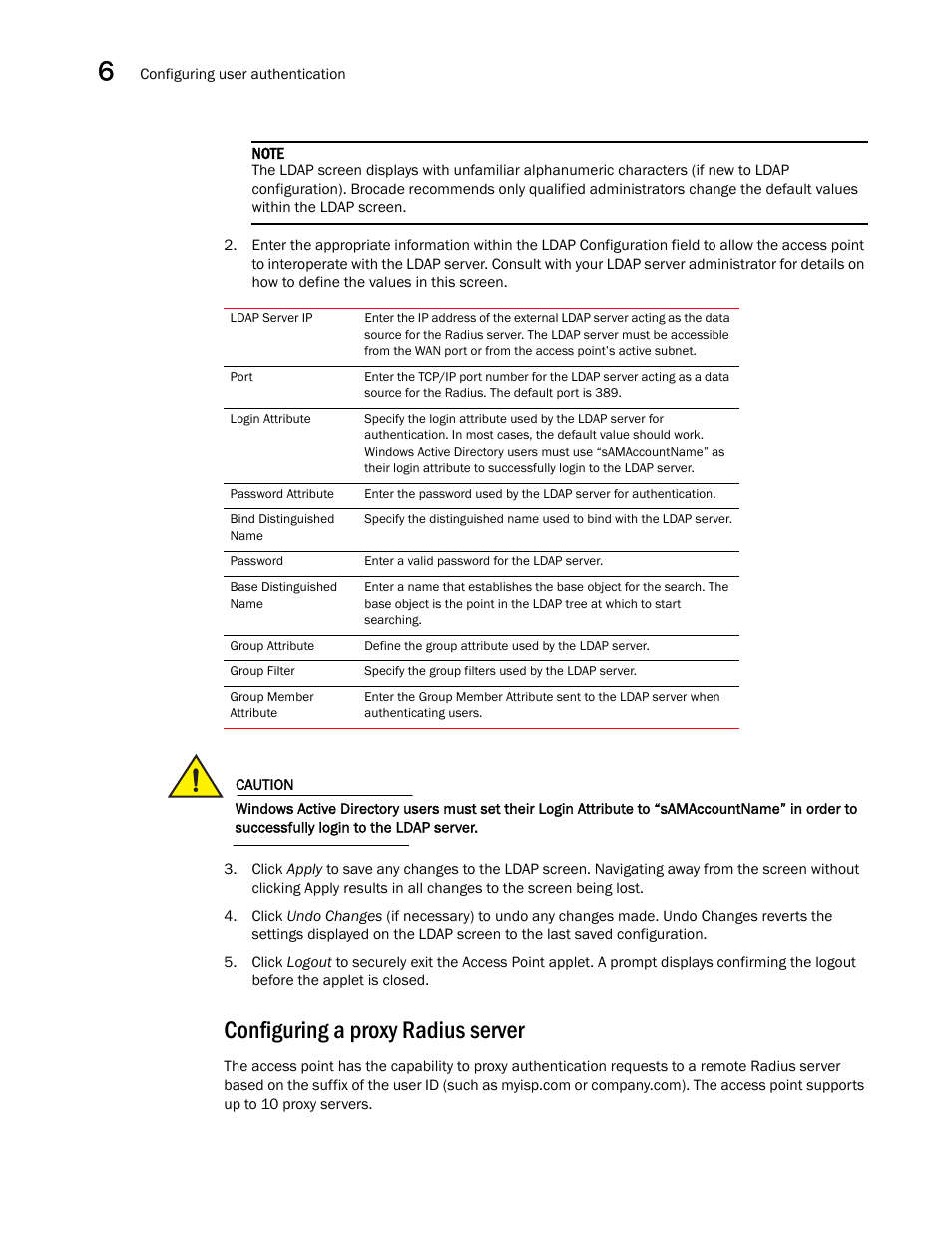 Configuring a proxy radius server | Brocade Mobility 5181 Access Point Product Reference Guide (Supporting software release 4.4.0.0) User Manual | Page 184 / 428