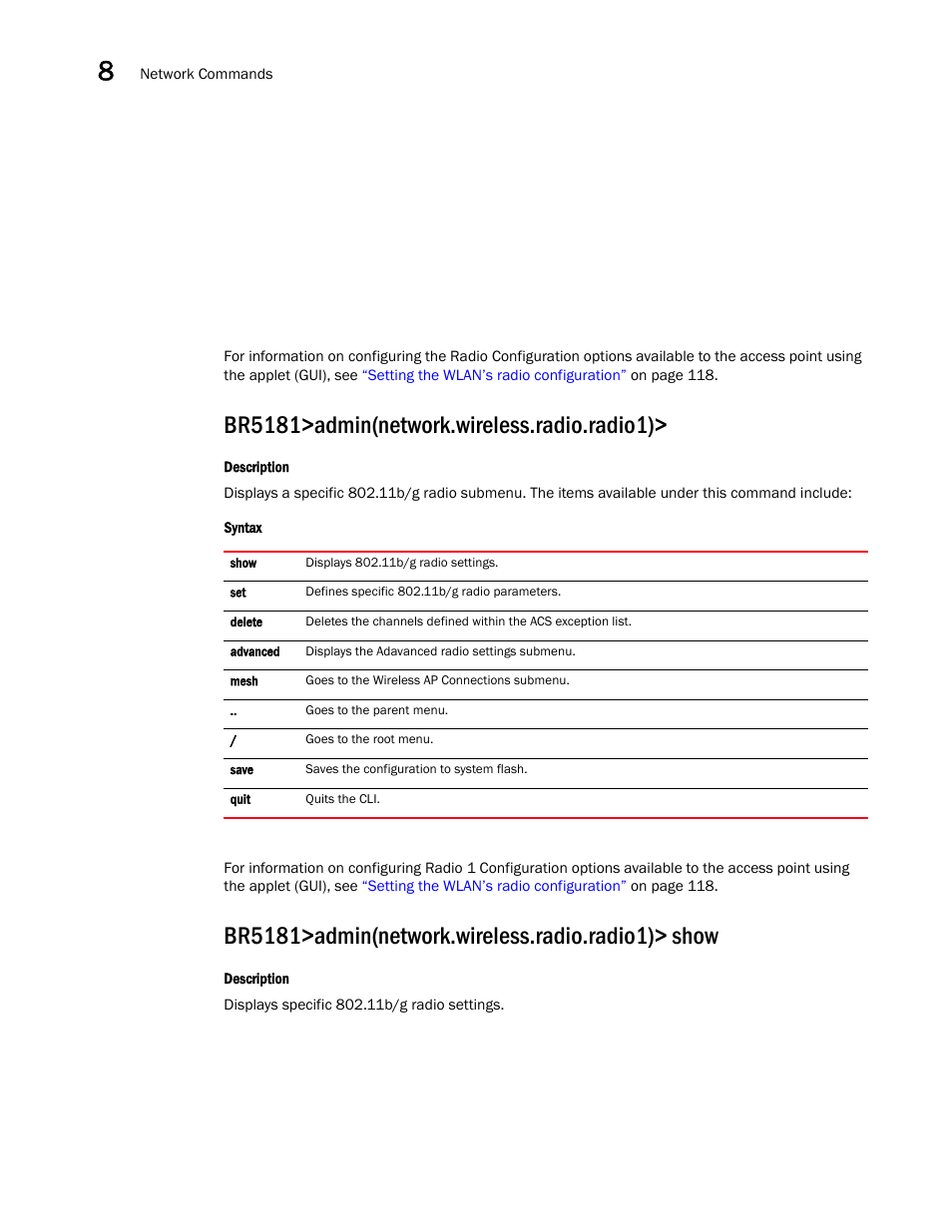 Brocade Mobility 5181 Access Point Product Reference Guide (Supporting software release 4.4.0.0) User Manual | Page 276 / 428