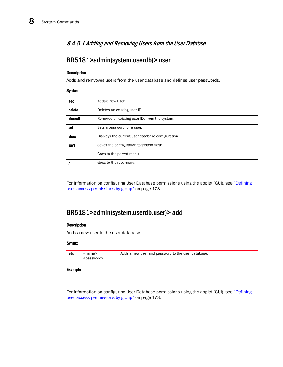 1 adding and removing users from the user databse | Brocade Mobility 5181 Access Point Product Reference Guide (Supporting software release 4.4.0.0) User Manual | Page 334 / 428