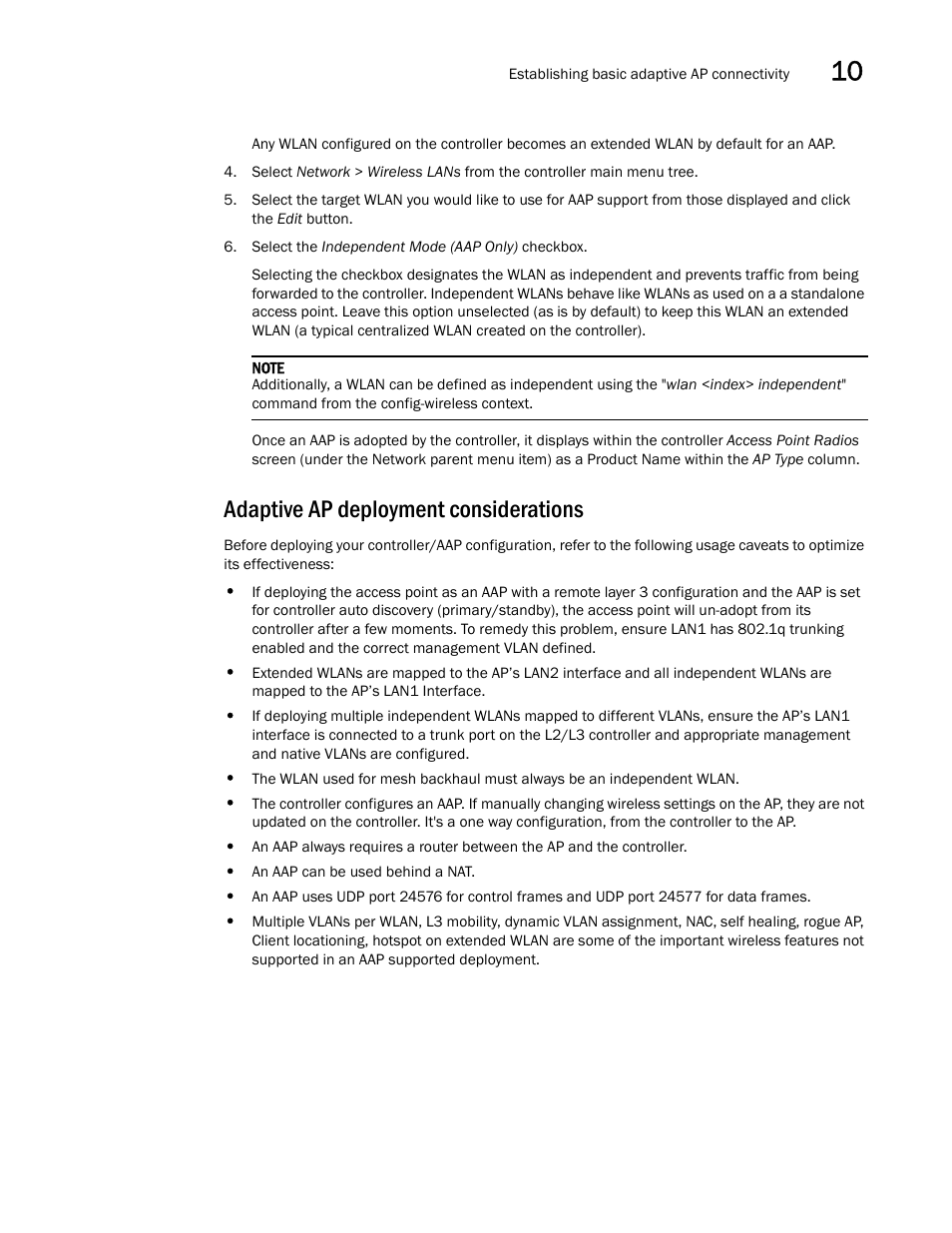 Adaptive ap deployment considerations | Brocade Mobility 5181 Access Point Product Reference Guide (Supporting software release 4.4.0.0) User Manual | Page 403 / 428