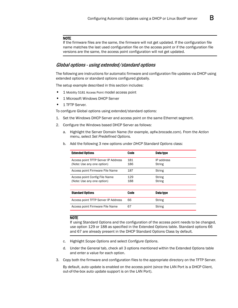 Global options - using extended/standard options | Brocade Mobility 5181 Access Point Product Reference Guide (Supporting software release 4.4.0.0) User Manual | Page 417 / 428