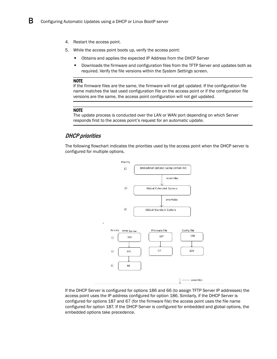 Dhcp priorities | Brocade Mobility 5181 Access Point Product Reference Guide (Supporting software release 4.4.0.0) User Manual | Page 418 / 428