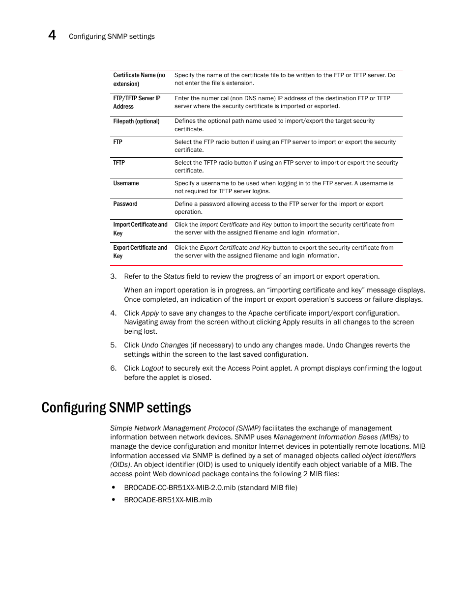 Configuring snmp settings | Brocade Mobility 5181 Access Point Product Reference Guide (Supporting software release 4.4.0.0) User Manual | Page 78 / 428