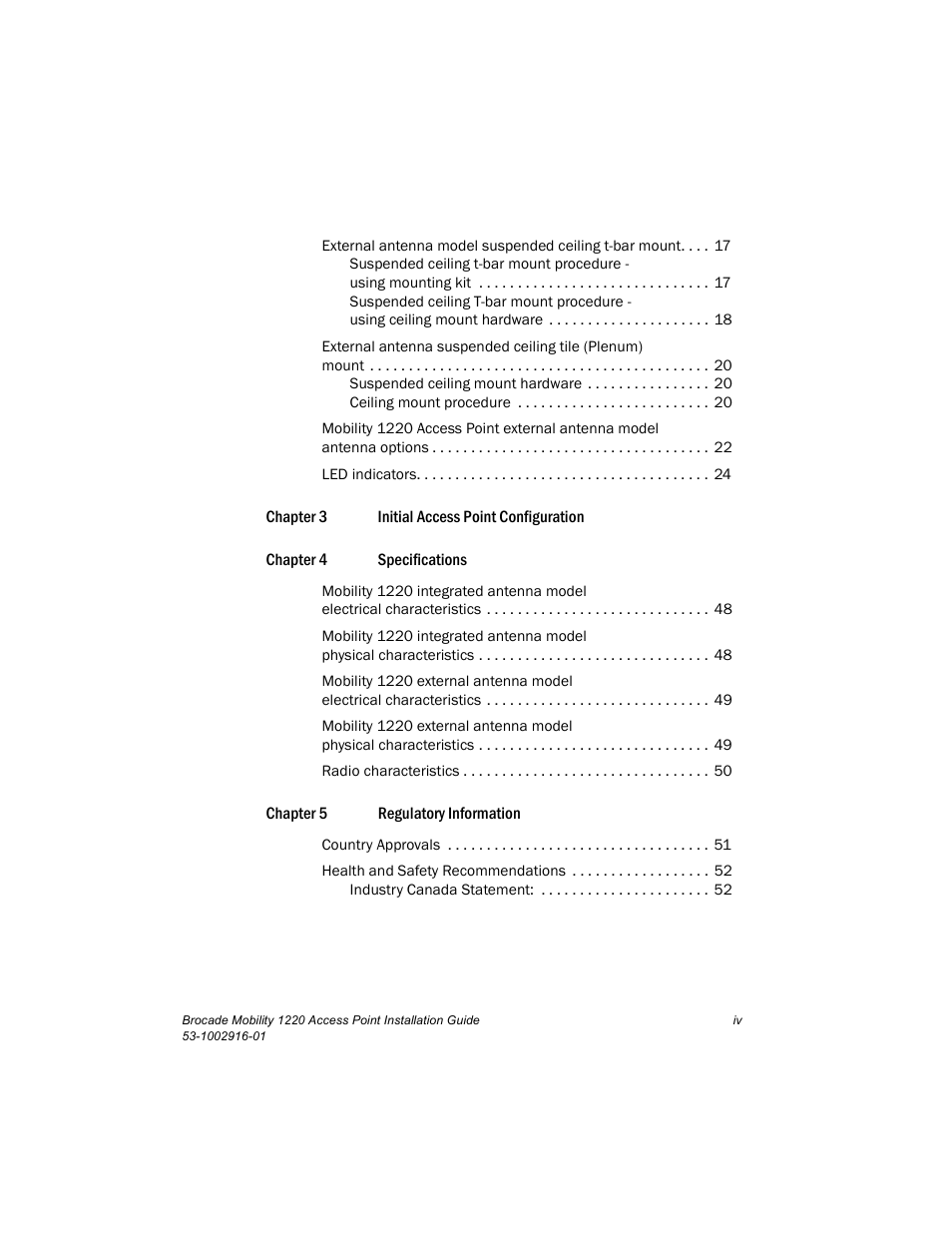 Brocade Mobility 1220 Access Point Installation Guide User Manual | Page 4 / 68