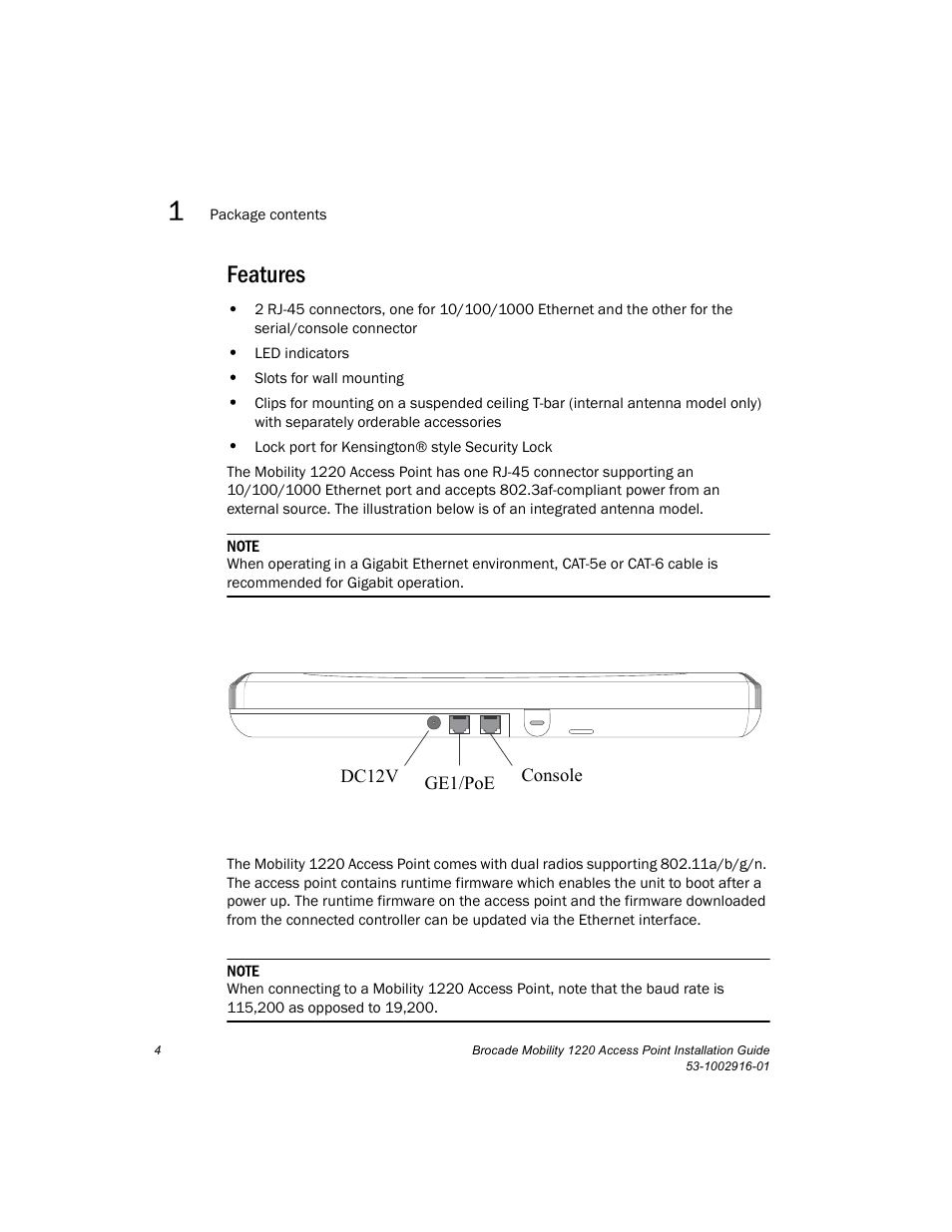 Features | Brocade Mobility 1220 Access Point Installation Guide User Manual | Page 9 / 68