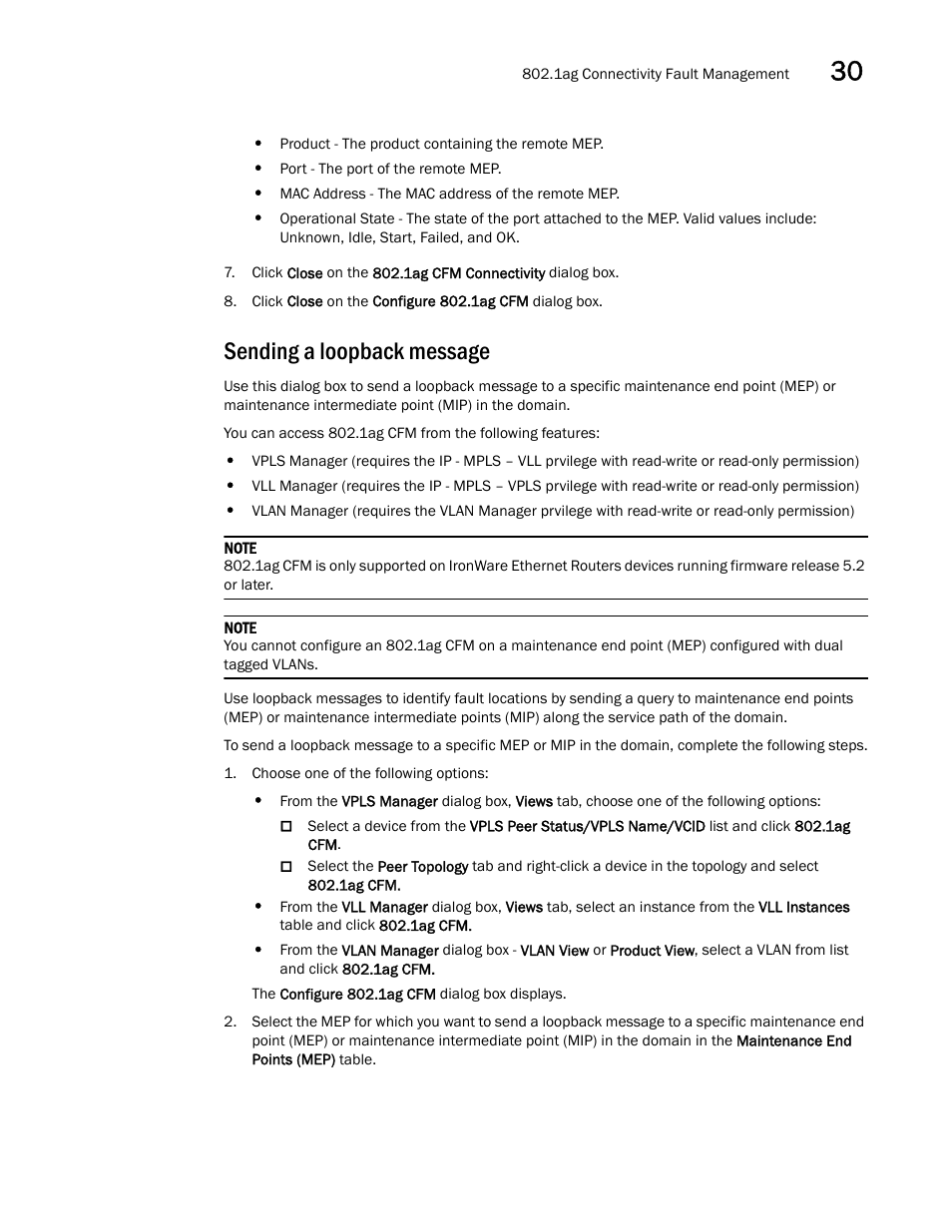 Sending a loopback message, Sending a, Loopback message | Brocade Network Advisor IP User Manual v12.1.0 User Manual | Page 1007 / 1770