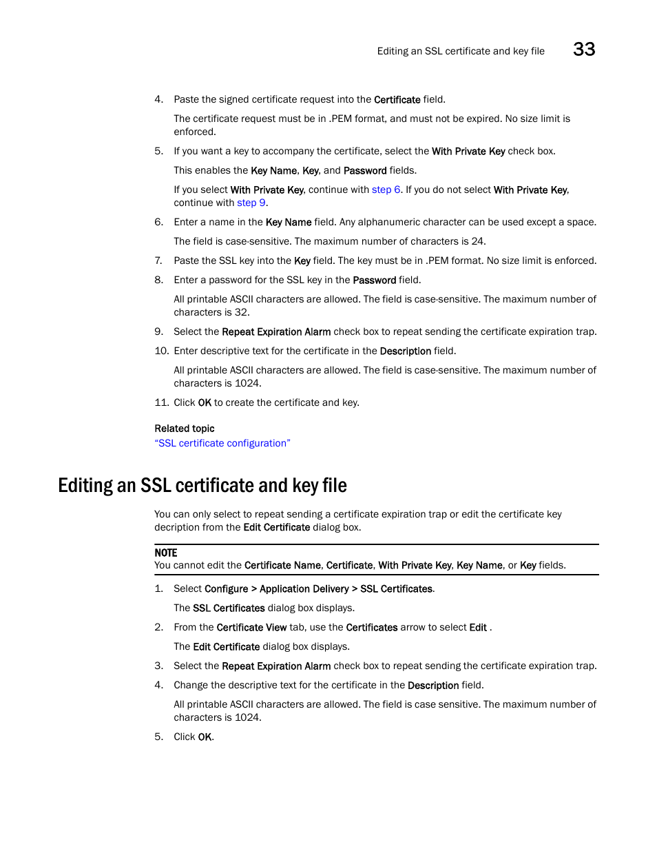 Editing an ssl certificate and key file | Brocade Network Advisor IP User Manual v12.1.0 User Manual | Page 1047 / 1770