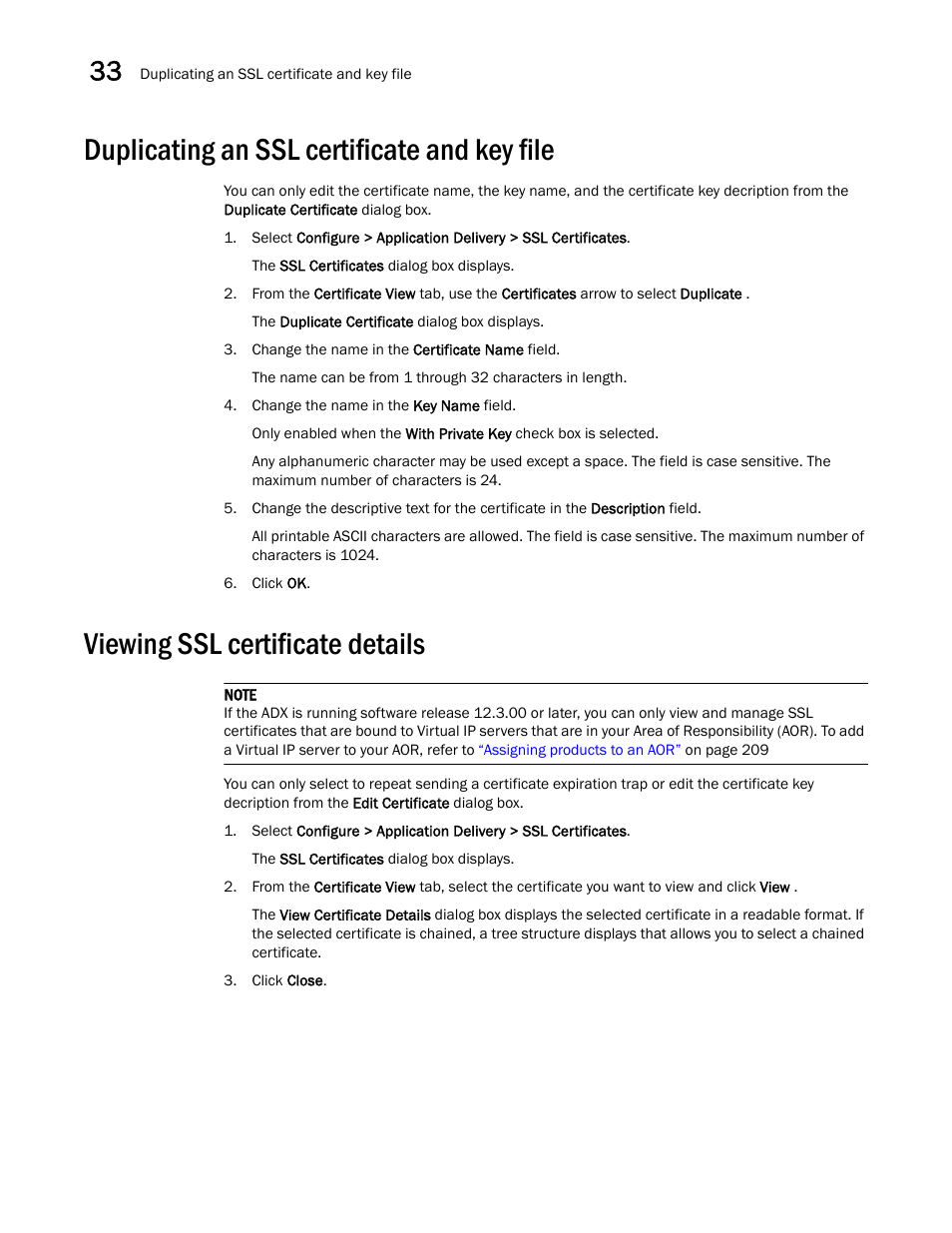 Duplicating an ssl certificate and key file, Viewing ssl certificate details | Brocade Network Advisor IP User Manual v12.1.0 User Manual | Page 1048 / 1770