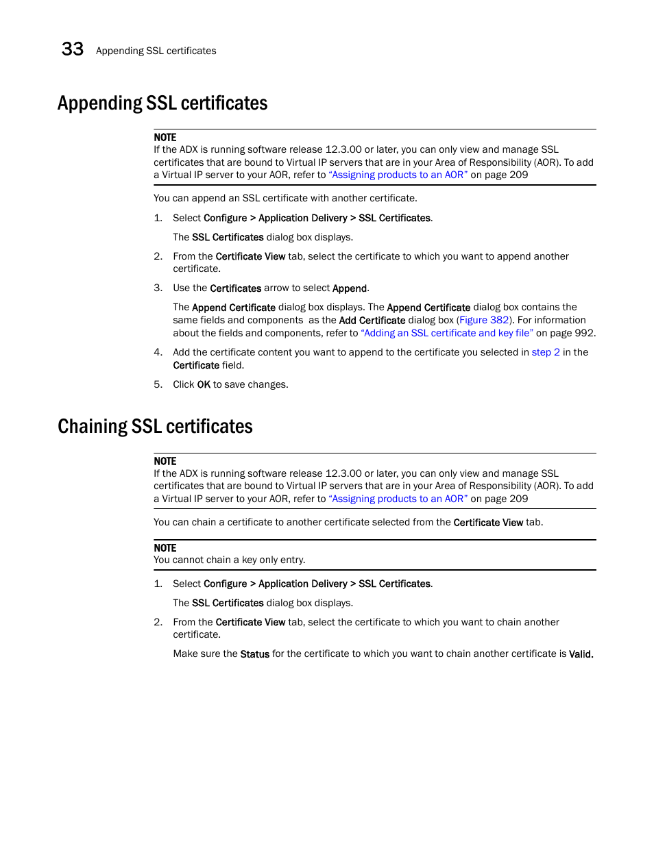 Appending ssl certificates, Chaining ssl certificates, Appending ssl certificates 0 | Chaining ssl certificates 0 | Brocade Network Advisor IP User Manual v12.1.0 User Manual | Page 1054 / 1770