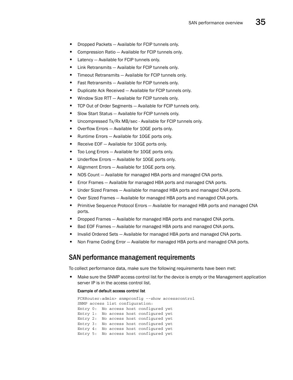 San performance management requirements | Brocade Network Advisor IP User Manual v12.1.0 User Manual | Page 1065 / 1770