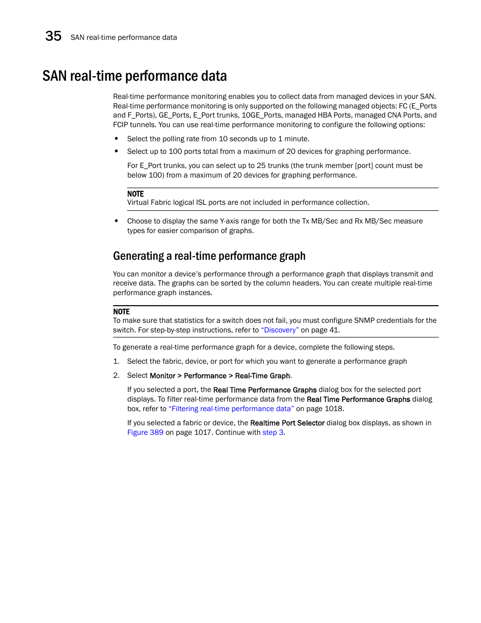 San real-time performance data, Generating a real-time performance graph, San real-time performance data 6 | Generating a real-time performance graph 6, Generating a real-time, Performance graph, San real-time, Performance data | Brocade Network Advisor IP User Manual v12.1.0 User Manual | Page 1070 / 1770