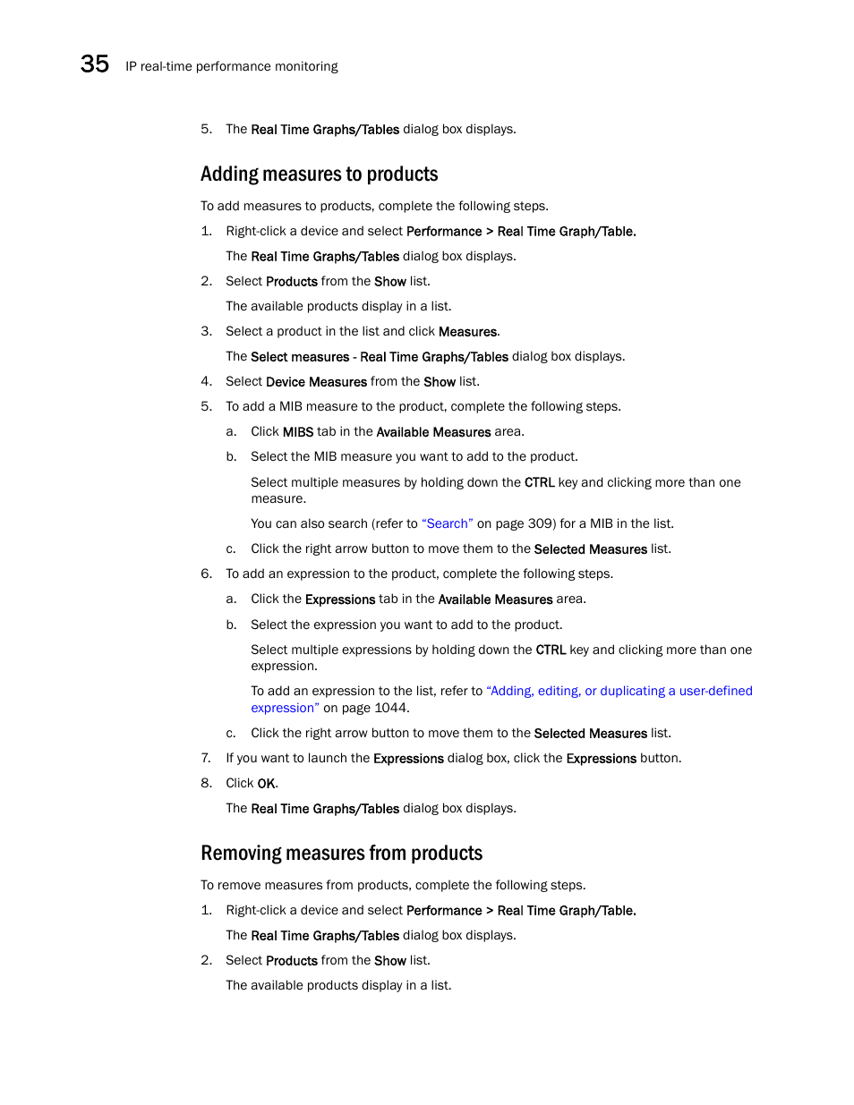Adding measures to products, Removing measures from products | Brocade Network Advisor IP User Manual v12.1.0 User Manual | Page 1078 / 1770