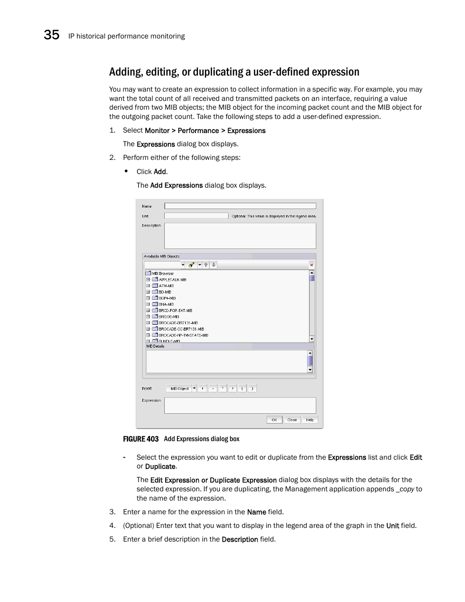 Adding, editing, or duplicating a user-defined, Expression | Brocade Network Advisor IP User Manual v12.1.0 User Manual | Page 1098 / 1770