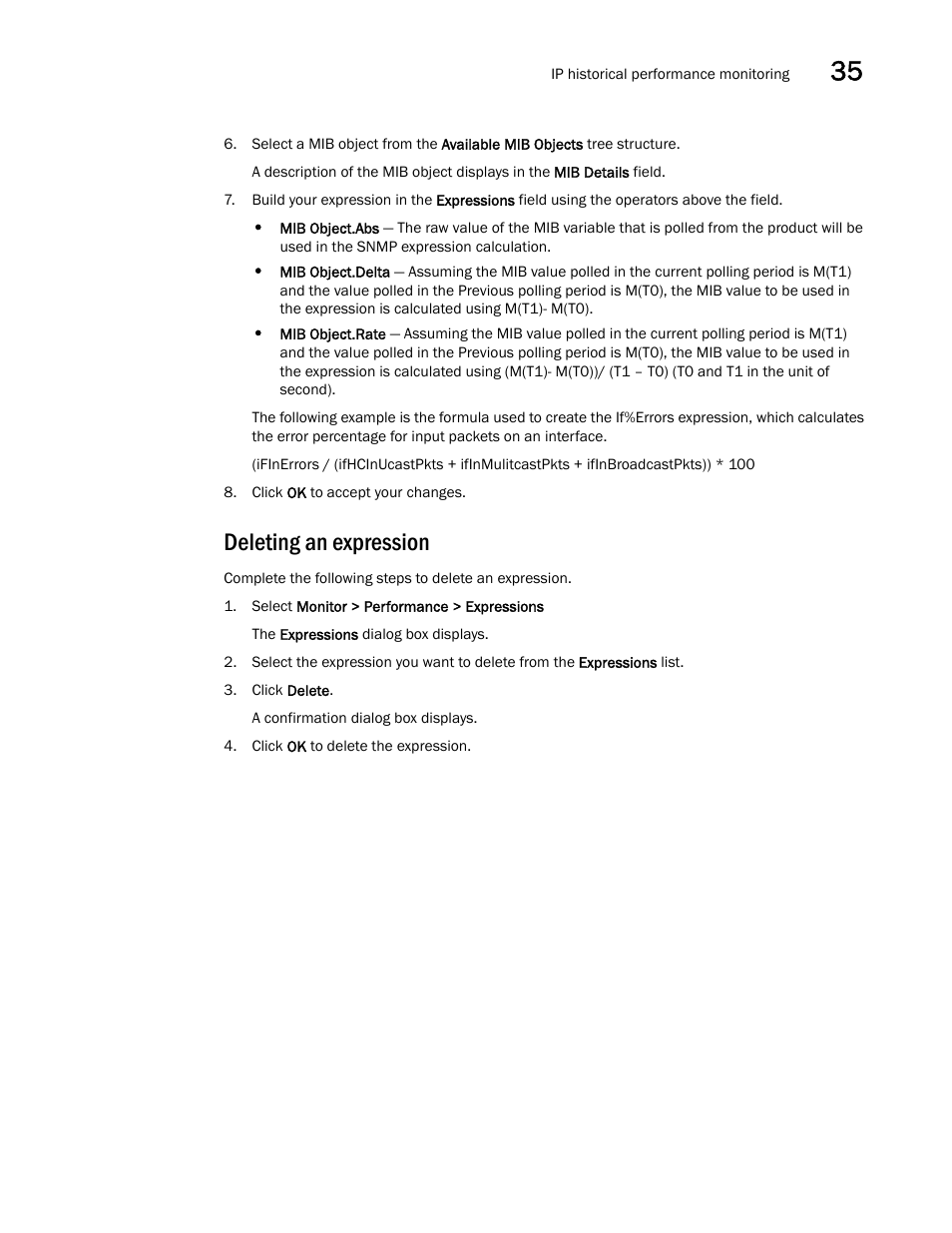 Deleting an expression | Brocade Network Advisor IP User Manual v12.1.0 User Manual | Page 1099 / 1770