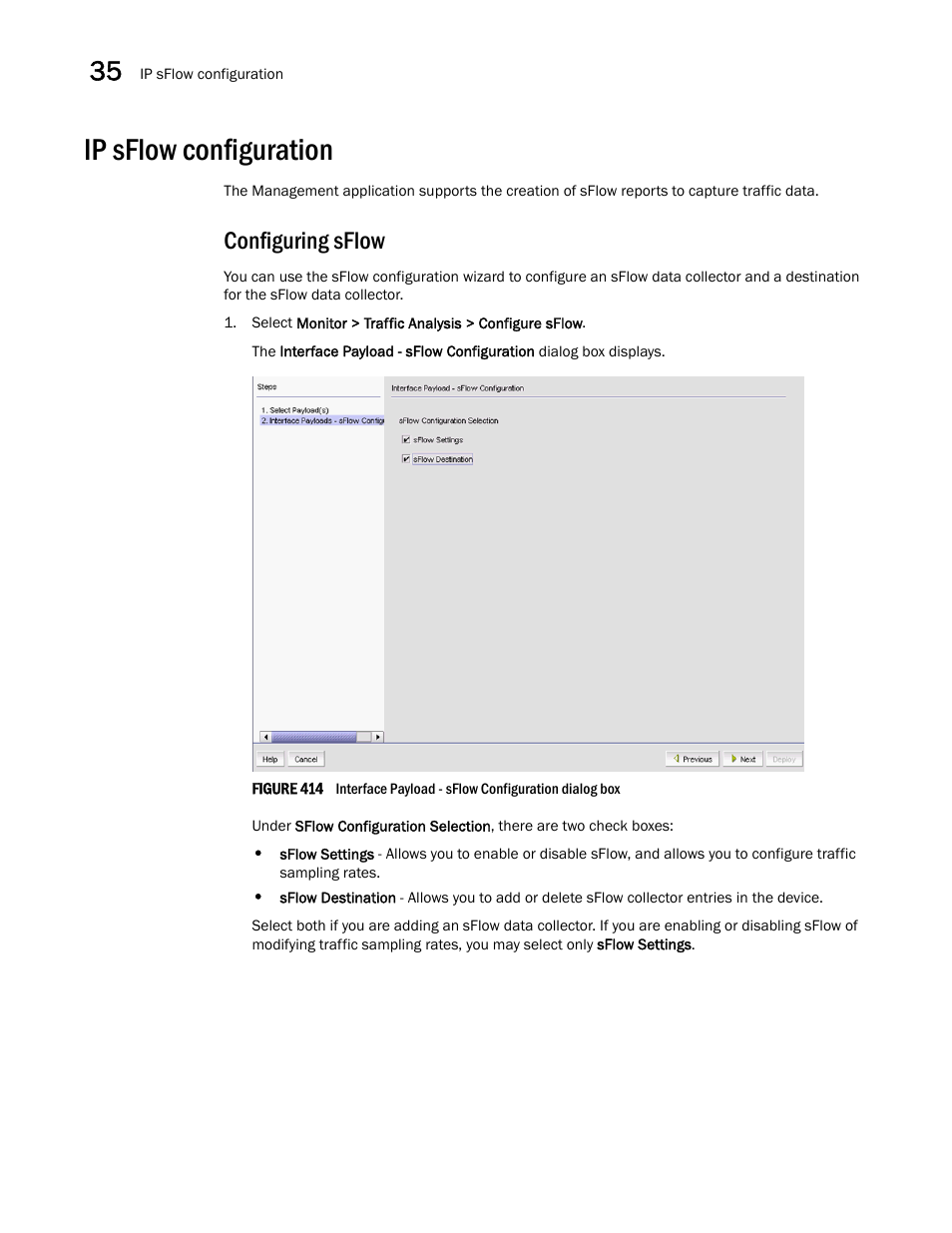 Ip sflow configuration, Configuring sflow, Configuring sflow 8 | Ip sflow configuration 8 | Brocade Network Advisor IP User Manual v12.1.0 User Manual | Page 1112 / 1770