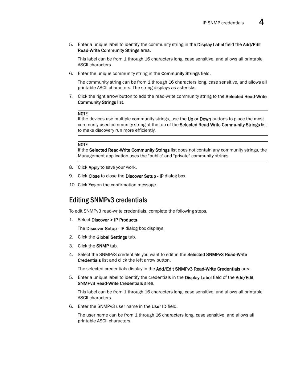 Editing snmpv3 credentials | Brocade Network Advisor IP User Manual v12.1.0 User Manual | Page 113 / 1770
