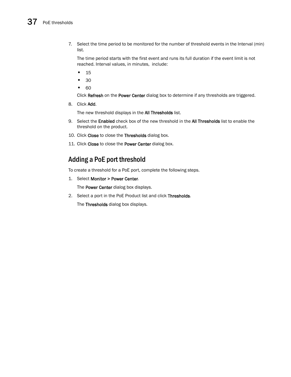 Adding a poe port threshold | Brocade Network Advisor IP User Manual v12.1.0 User Manual | Page 1180 / 1770