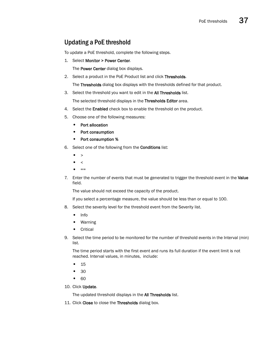 Updating a poe threshold | Brocade Network Advisor IP User Manual v12.1.0 User Manual | Page 1183 / 1770