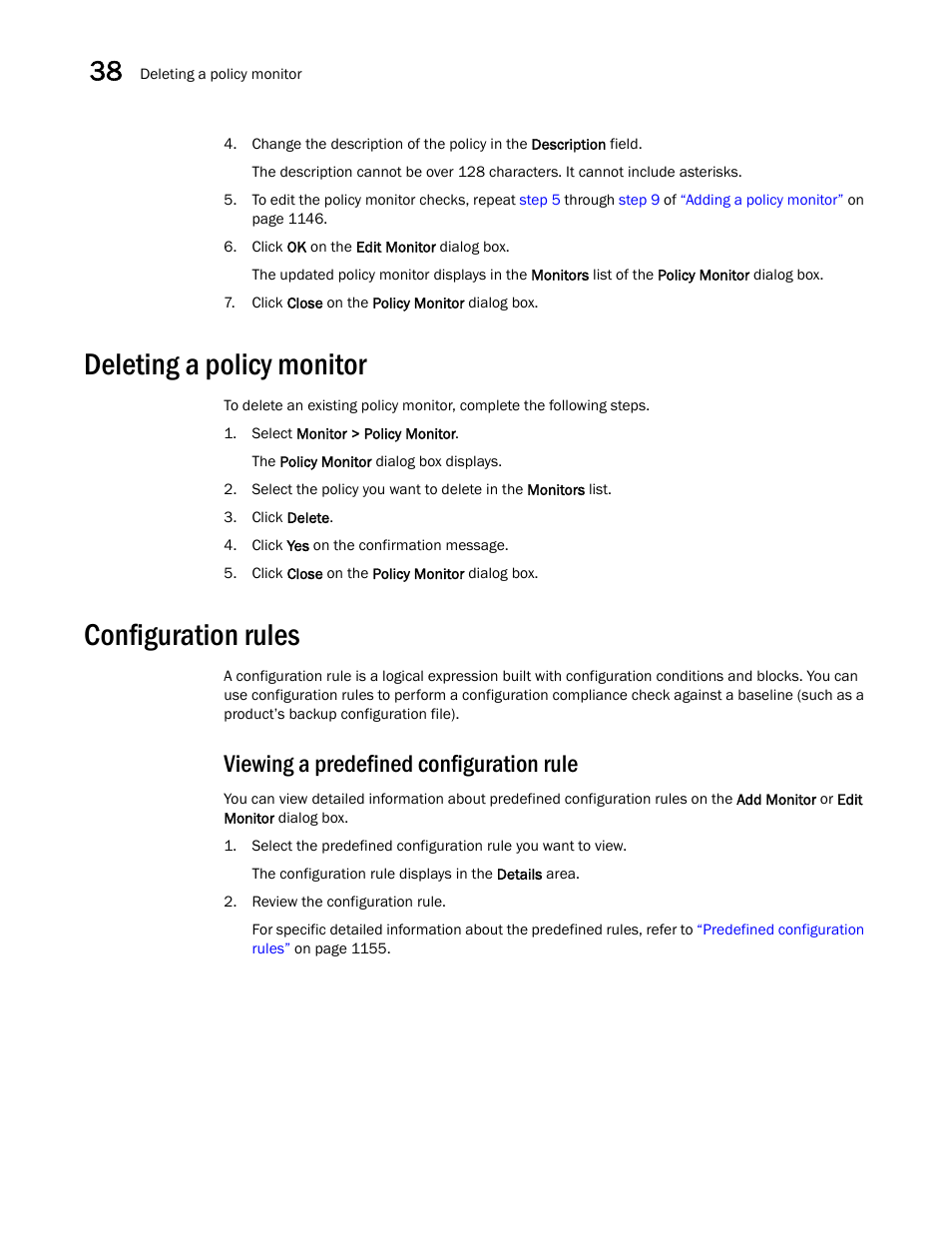 Deleting a policy monitor, Configuration rules, Deleting a policy monitor 4 | Configuration rules 4, Viewing a predefined configuration rule | Brocade Network Advisor IP User Manual v12.1.0 User Manual | Page 1208 / 1770
