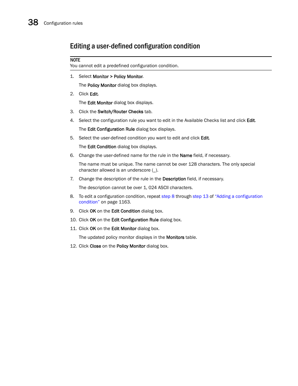 Editing a user-defined configuration condition, Editing, A user-defined configuration condition | Brocade Network Advisor IP User Manual v12.1.0 User Manual | Page 1220 / 1770