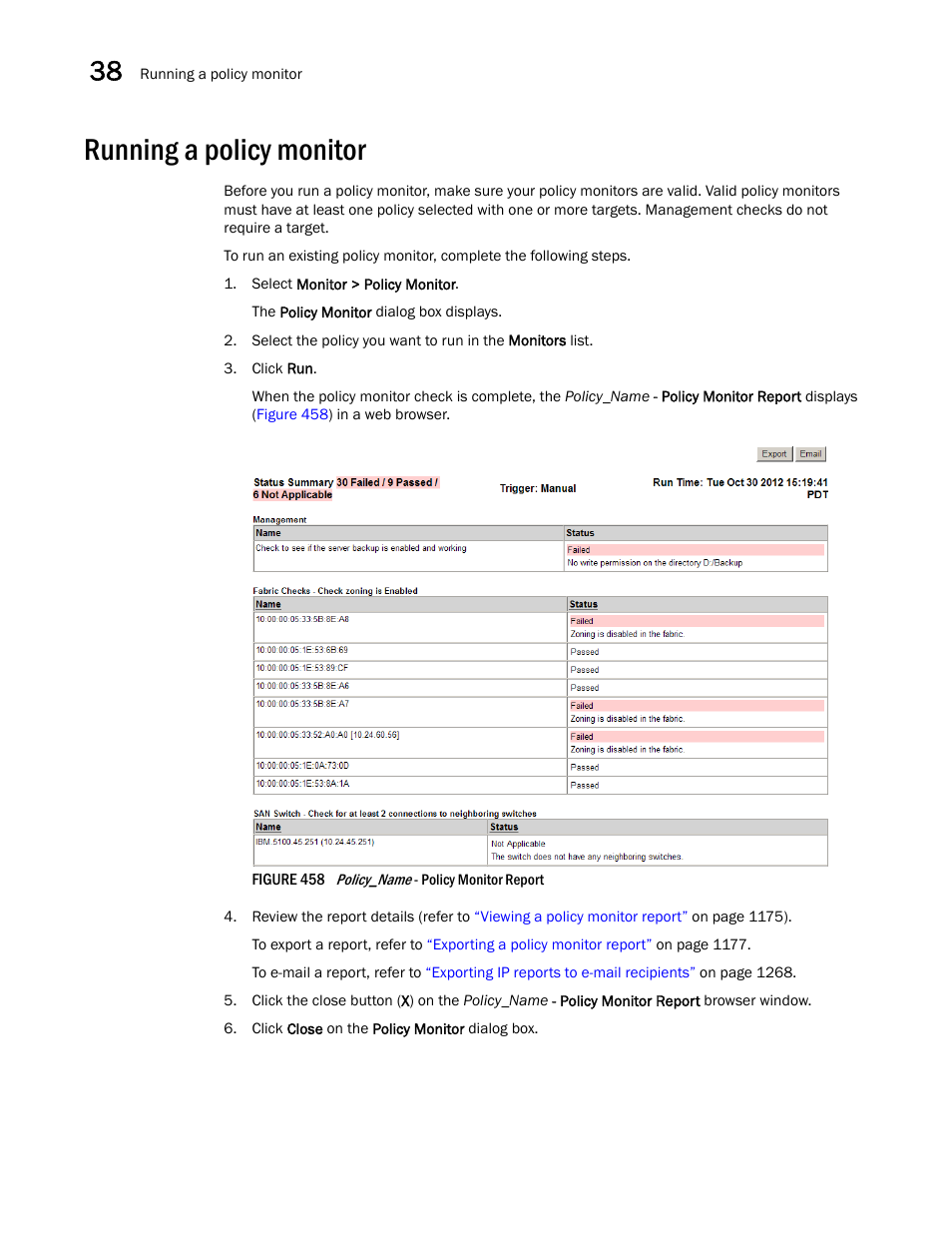 Running a policy monitor, Running a policy monitor 4 | Brocade Network Advisor IP User Manual v12.1.0 User Manual | Page 1228 / 1770