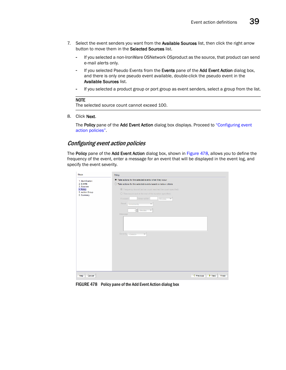 Configuring event action policies | Brocade Network Advisor IP User Manual v12.1.0 User Manual | Page 1263 / 1770