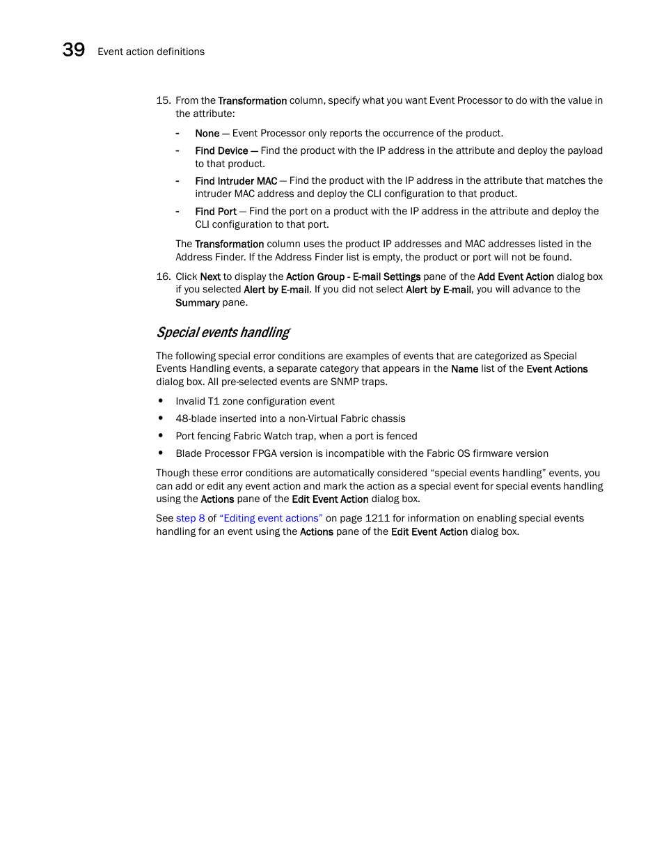 Special events handling | Brocade Network Advisor IP User Manual v12.1.0 User Manual | Page 1268 / 1770