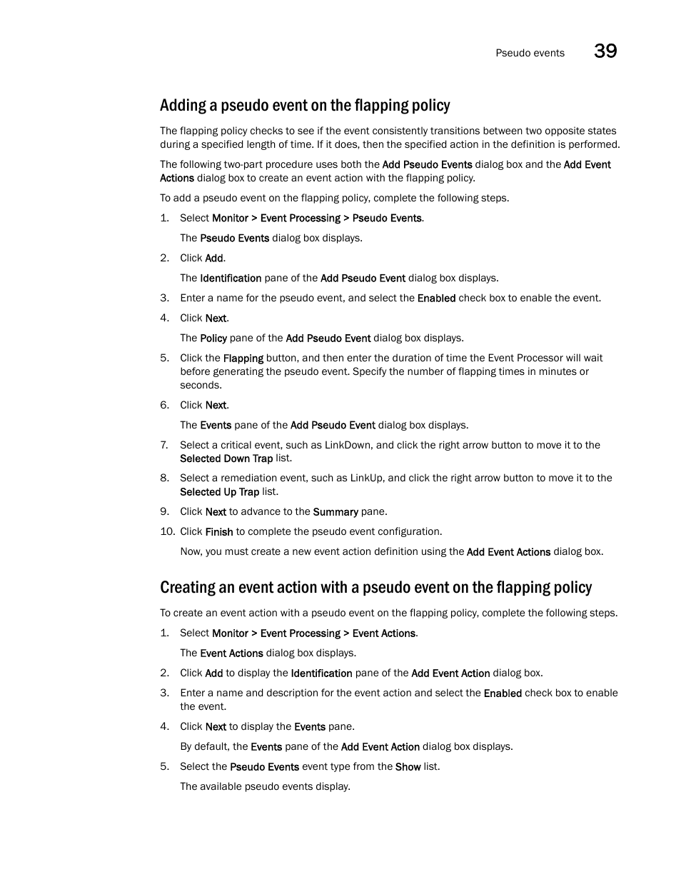 Adding a pseudo event on the flapping policy | Brocade Network Advisor IP User Manual v12.1.0 User Manual | Page 1283 / 1770