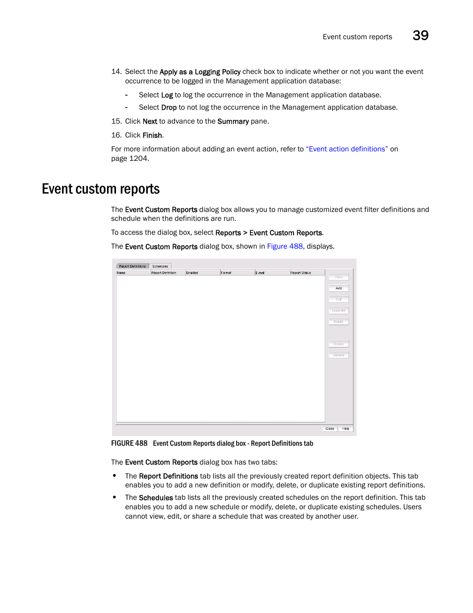 Event custom reports, Event custom reports 1 | Brocade Network Advisor IP User Manual v12.1.0 User Manual | Page 1285 / 1770