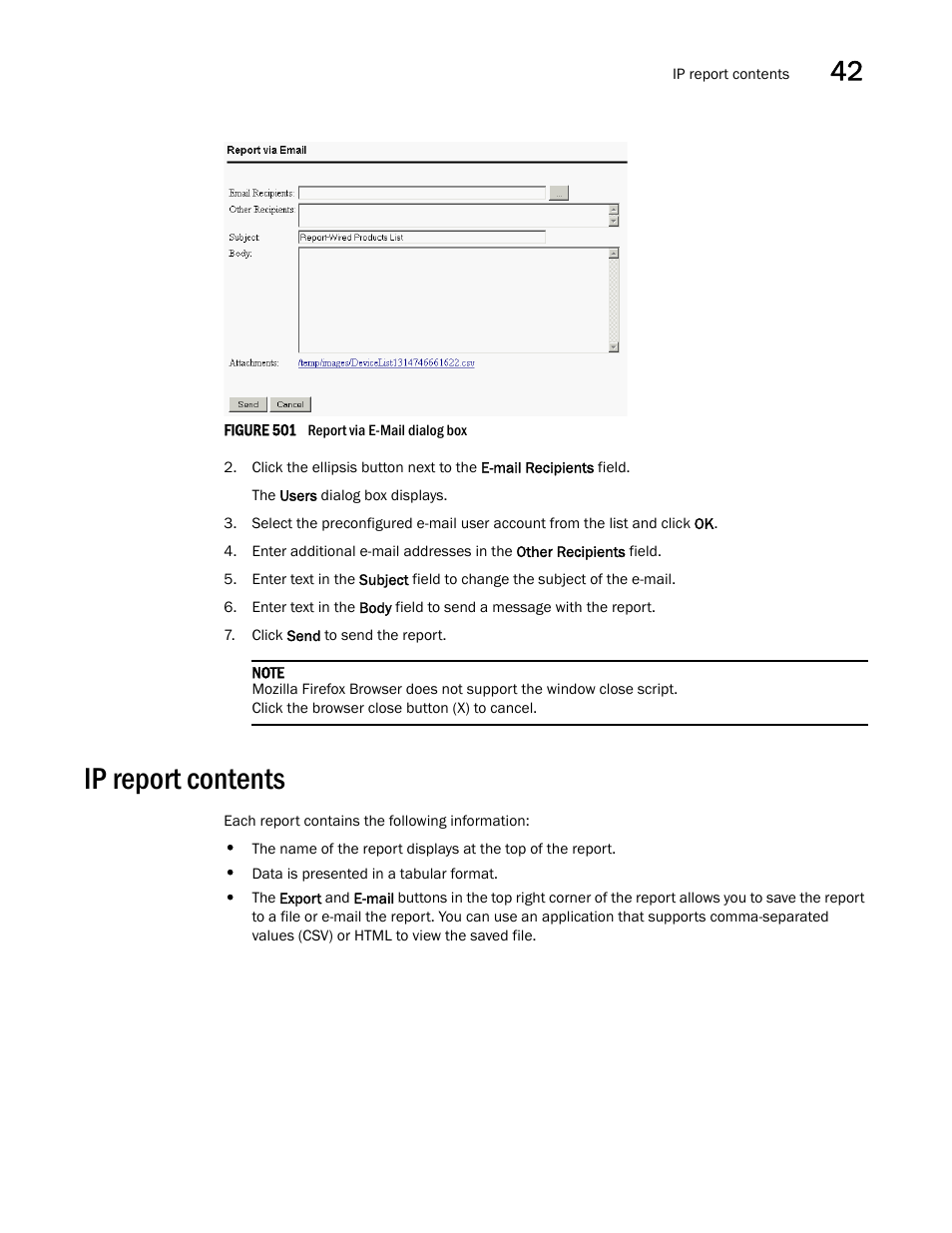 Ip report contents, Ip report contents 9 | Brocade Network Advisor IP User Manual v12.1.0 User Manual | Page 1323 / 1770