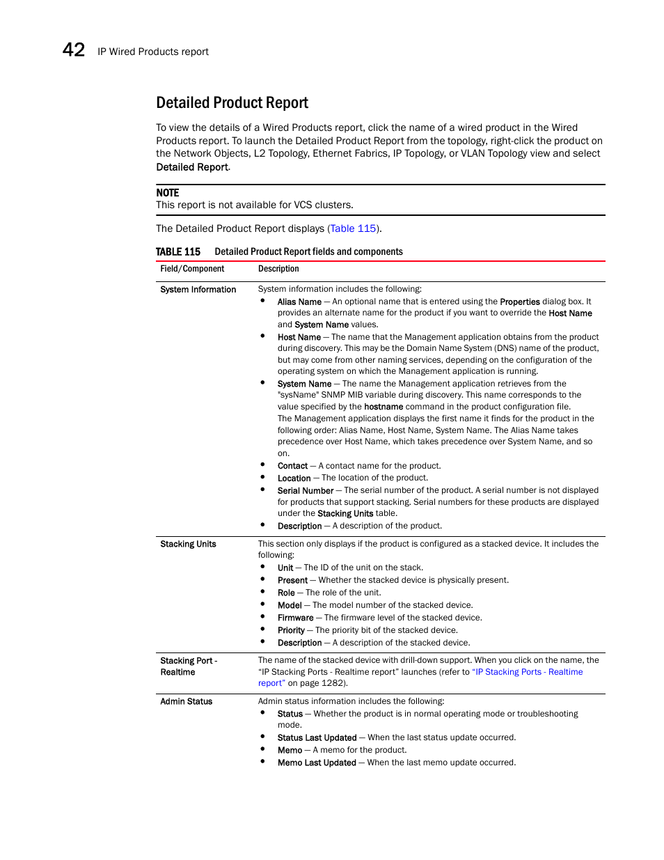 Detailed product report | Brocade Network Advisor IP User Manual v12.1.0 User Manual | Page 1326 / 1770