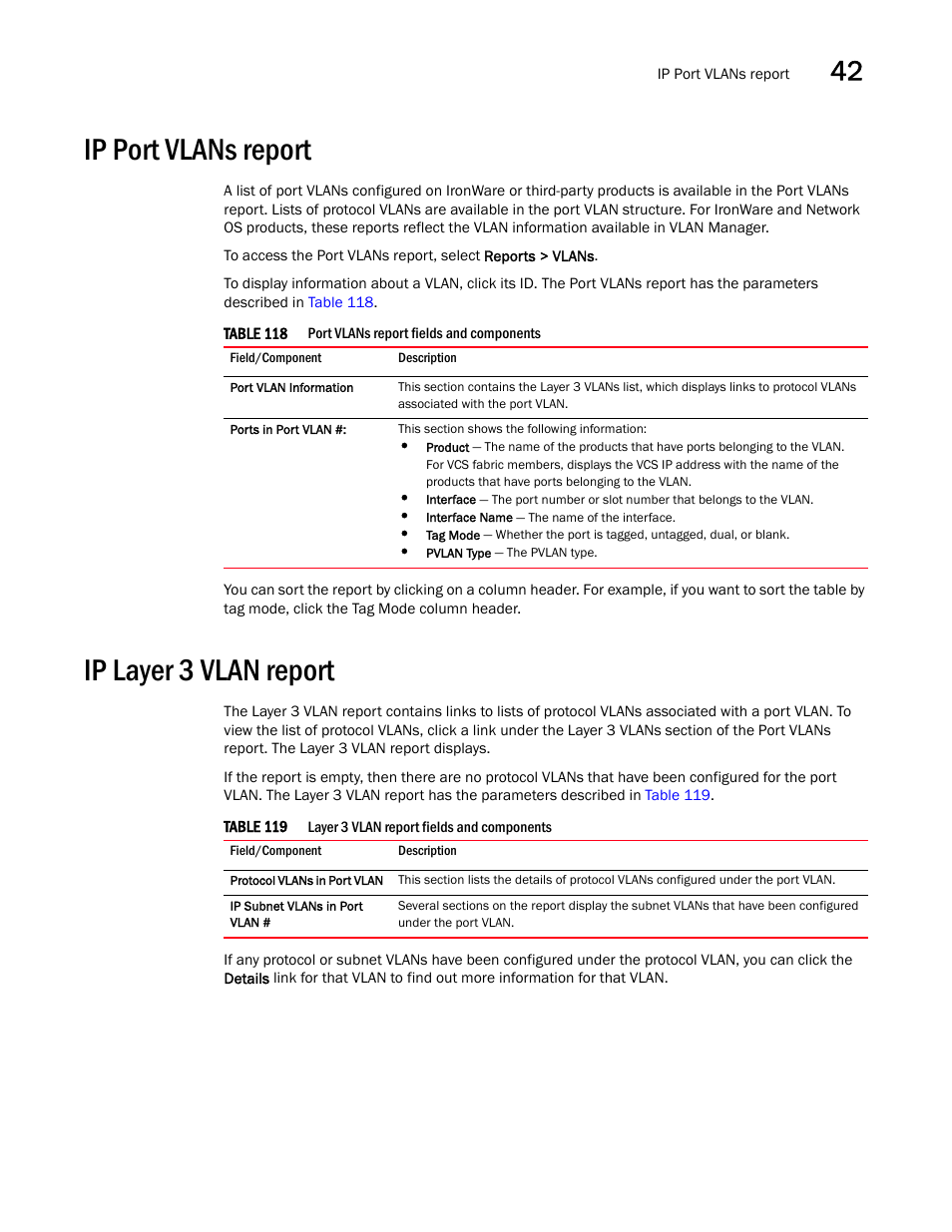 Ip port vlans report, Ip layer 3 vlan report, Ip port vlans report 9 | Ip layer 3 vlan report 9 | Brocade Network Advisor IP User Manual v12.1.0 User Manual | Page 1333 / 1770
