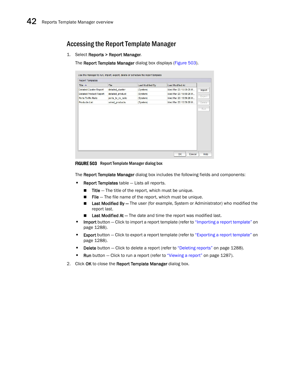 Accessing the report template manager | Brocade Network Advisor IP User Manual v12.1.0 User Manual | Page 1340 / 1770