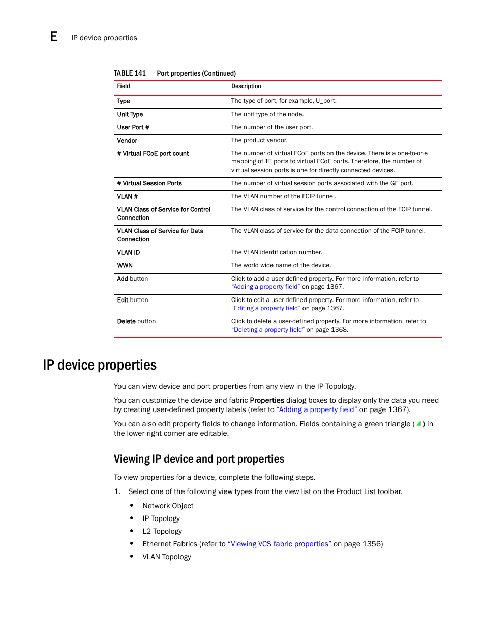 Ip device properties, Viewing ip device and port properties, Viewing ip device and port properties 2 | Ip device properties 2 | Brocade Network Advisor IP User Manual v12.1.0 User Manual | Page 1406 / 1770