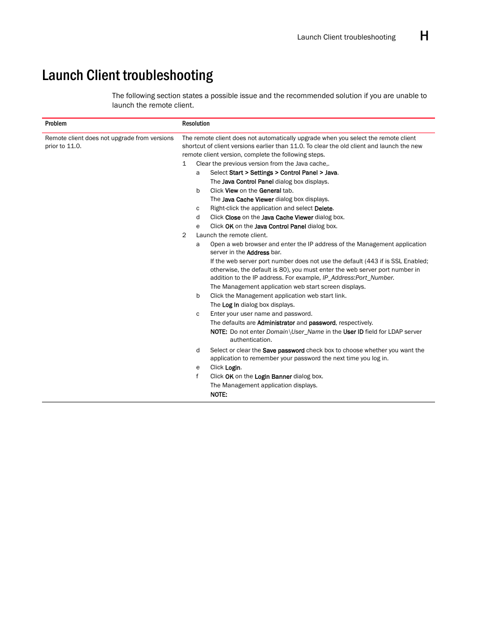Launch client troubleshooting, Launch client troubleshooting 7 | Brocade Network Advisor IP User Manual v12.1.0 User Manual | Page 1451 / 1770