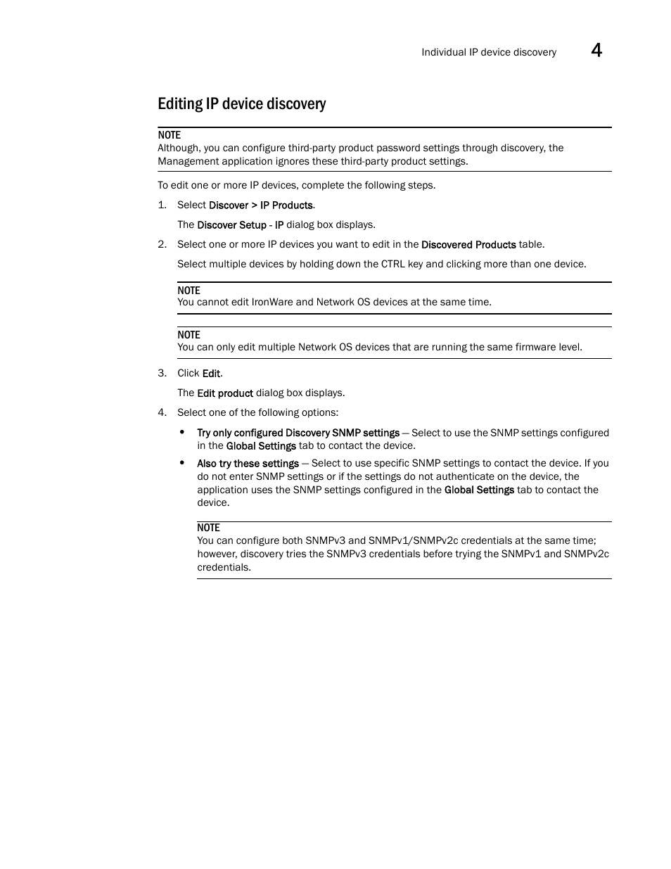 Editing ip device discovery | Brocade Network Advisor IP User Manual v12.1.0 User Manual | Page 151 / 1770