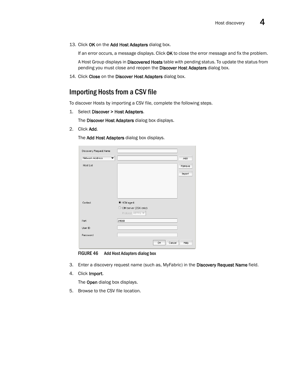 Importing hosts from a csv file, Step 13 | Brocade Network Advisor IP User Manual v12.1.0 User Manual | Page 159 / 1770