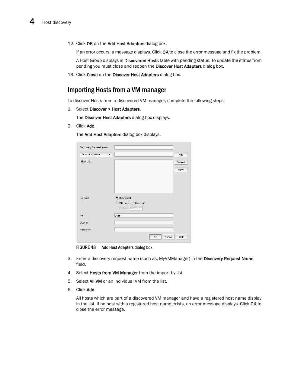 Importing hosts from a vm manager, Step 12 | Brocade Network Advisor IP User Manual v12.1.0 User Manual | Page 162 / 1770