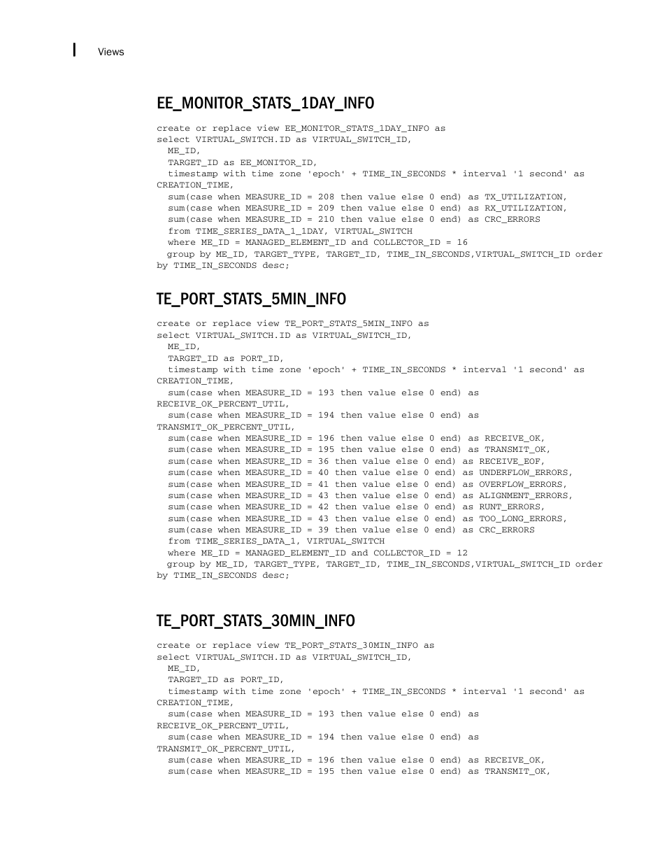 Ee_monitor_stats_1day_info, Te_port_stats_5min_info, Te_port_stats_30min_info | Brocade Network Advisor IP User Manual v12.1.0 User Manual | Page 1678 / 1770