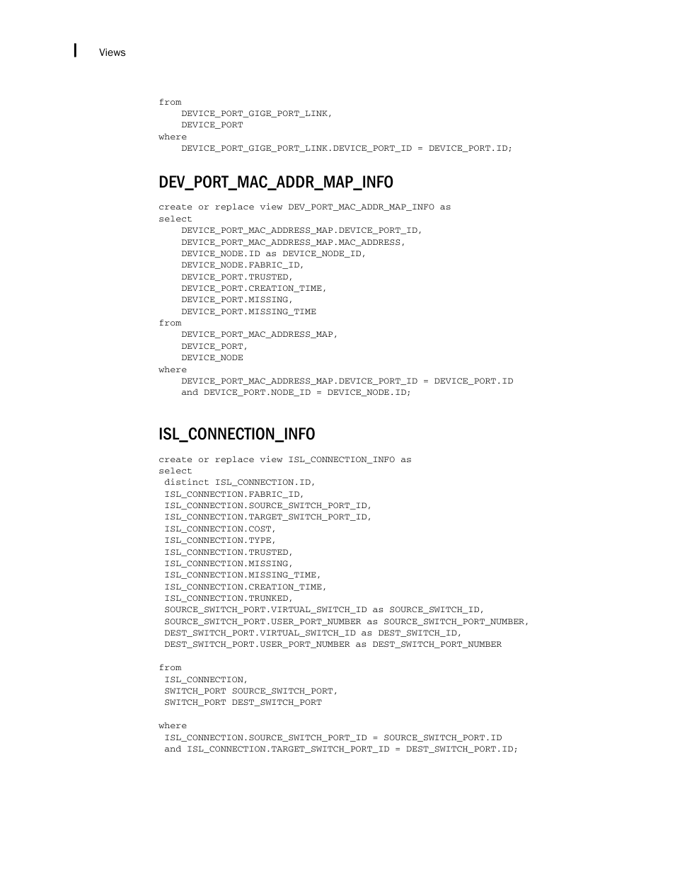 Dev_port_mac_addr_map_info, Isl_connection_info | Brocade Network Advisor IP User Manual v12.1.0 User Manual | Page 1686 / 1770