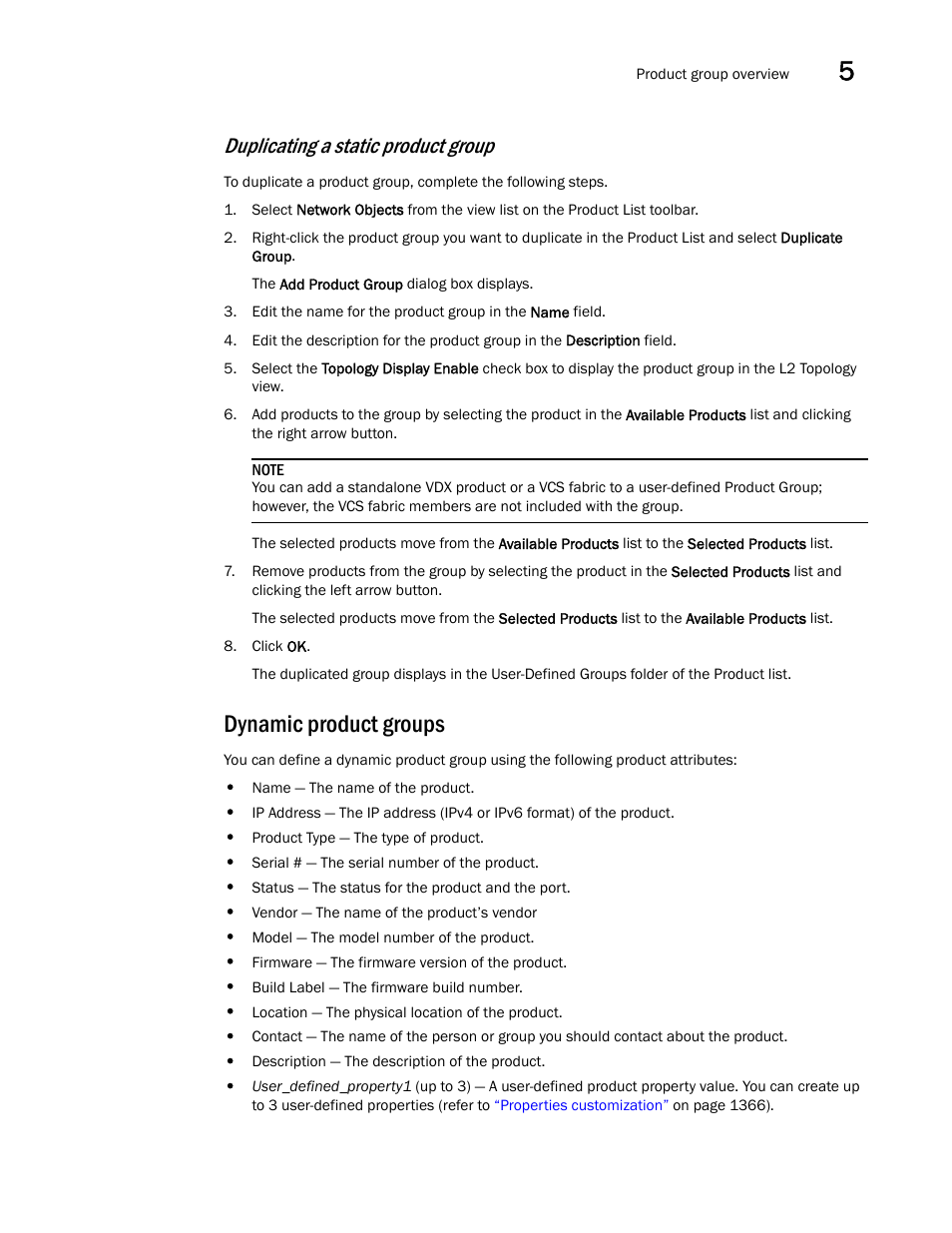 Dynamic product groups, Duplicating a static product group | Brocade Network Advisor IP User Manual v12.1.0 User Manual | Page 179 / 1770