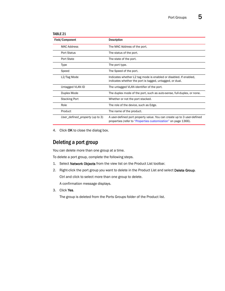 Deleting a port group | Brocade Network Advisor IP User Manual v12.1.0 User Manual | Page 189 / 1770