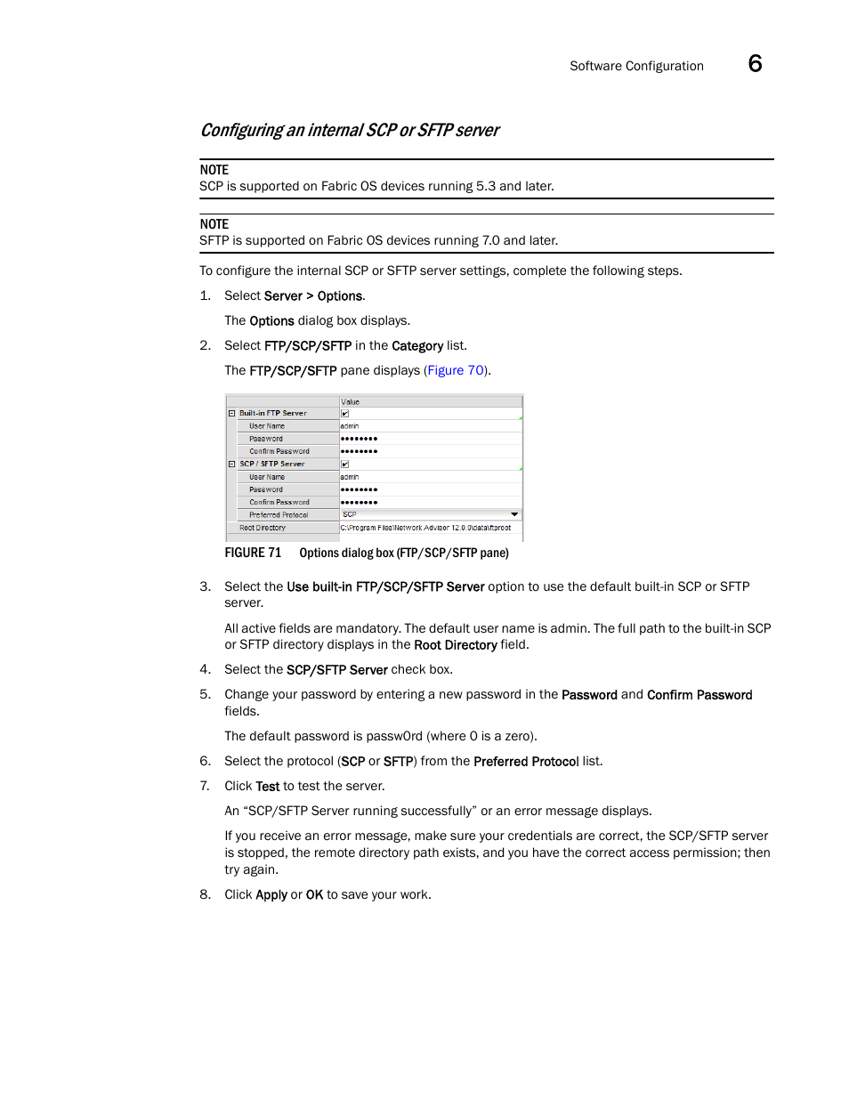 Configuring an internal scp or sftp server | Brocade Network Advisor IP User Manual v12.1.0 User Manual | Page 235 / 1770
