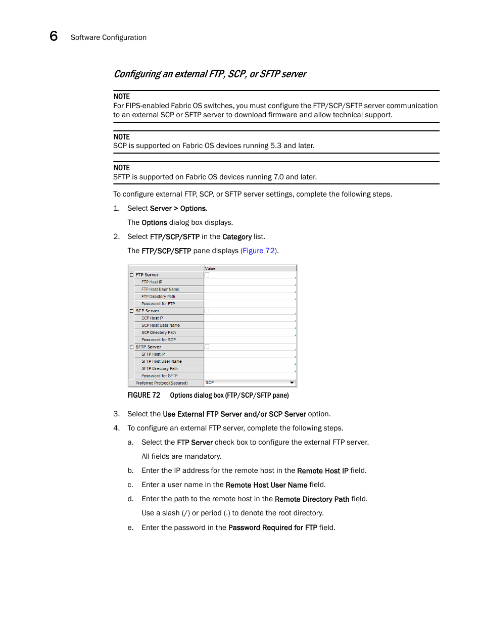 Configuring an external ftp, scp, or sftp server | Brocade Network Advisor IP User Manual v12.1.0 User Manual | Page 236 / 1770