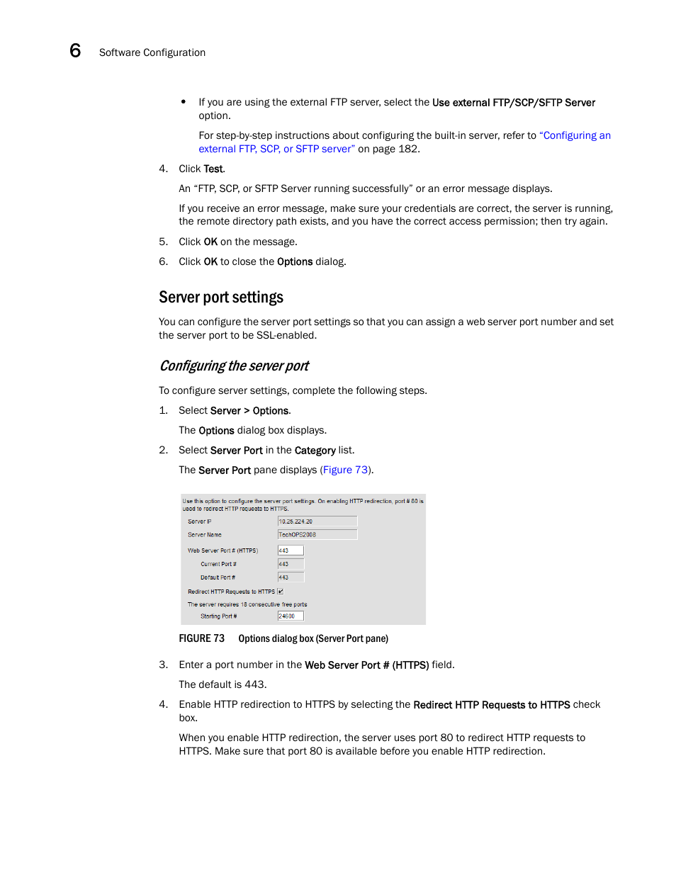 Server port settings, Configuring the server port, Server port | Settings | Brocade Network Advisor IP User Manual v12.1.0 User Manual | Page 238 / 1770