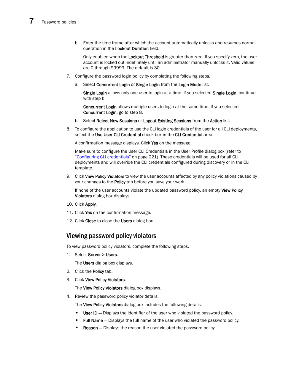 Viewing password policy violators | Brocade Network Advisor IP User Manual v12.1.0 User Manual | Page 266 / 1770