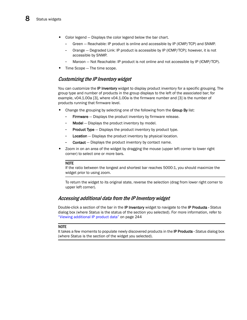 Customizing the ip inventory widget | Brocade Network Advisor IP User Manual v12.1.0 User Manual | Page 296 / 1770