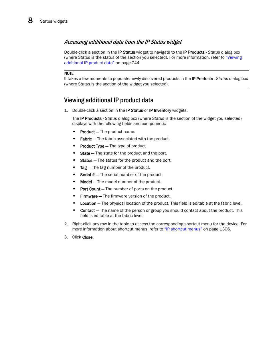 Viewing additional ip product data | Brocade Network Advisor IP User Manual v12.1.0 User Manual | Page 298 / 1770